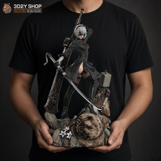 2B NieR Automata figura pintada a mano escala 1/4 sujetada en mano - 3D2Y Shop