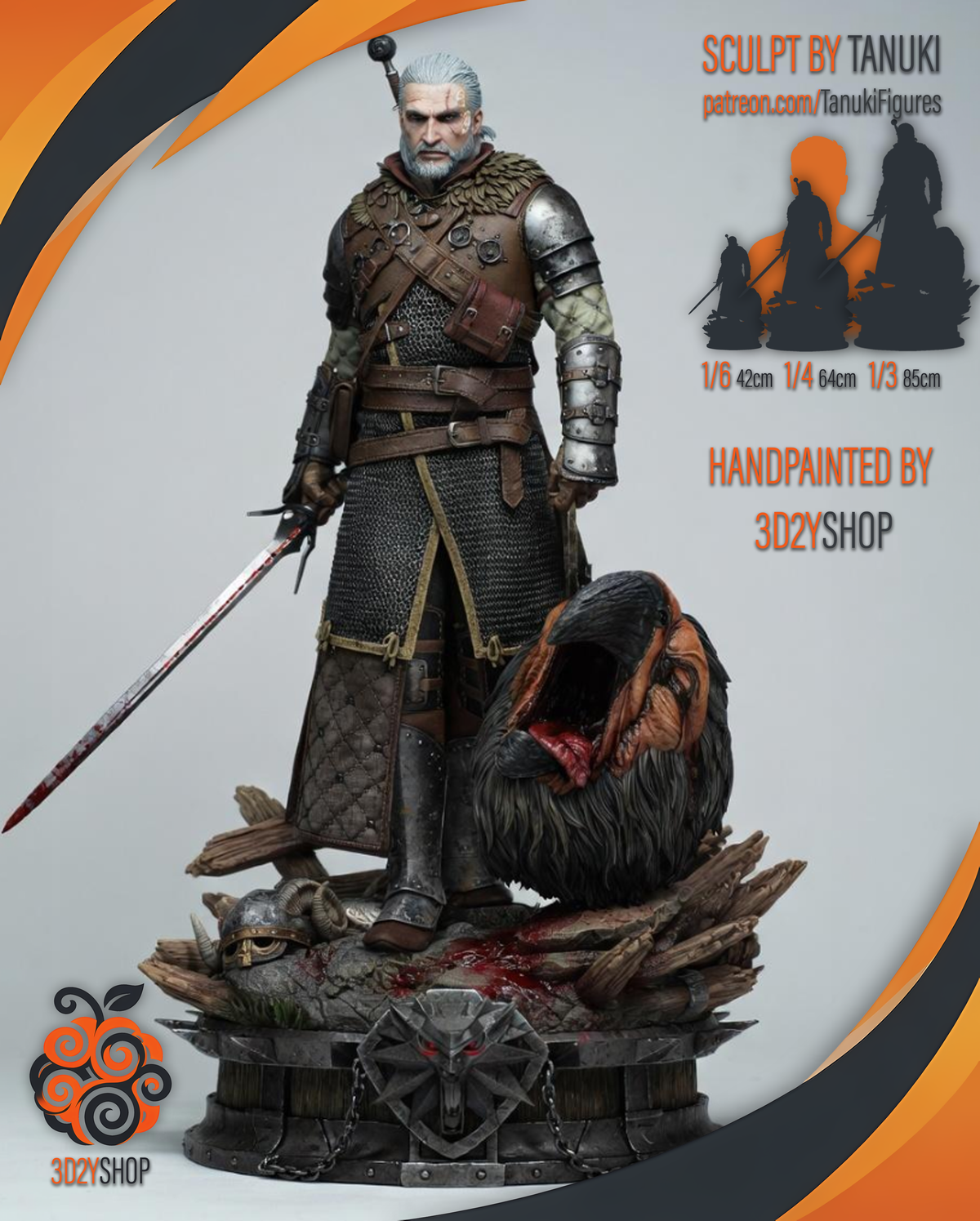Geralt of Rivia – The Witcher 3 | Hand-Painted Figure | Magnetized