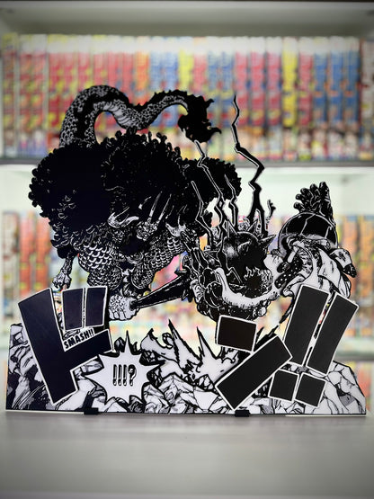 3D Printed Manga Frame - One Piece - Kaido vs Luffy - Wall Art