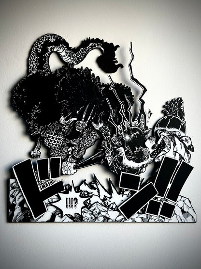 3D Printed Manga Frame - One Piece - Kaido vs Luffy - Wall Art