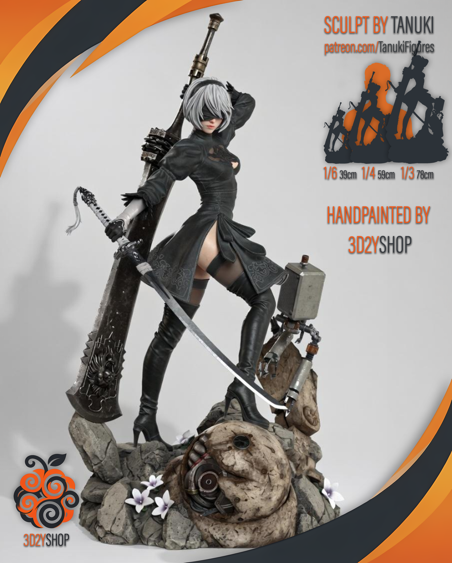 2B - NieR Automata | Hand-Painted Figure | Magnetized