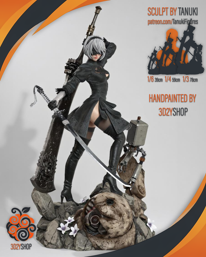 2B - NieR Automata | Hand-Painted Figure | Magnetized