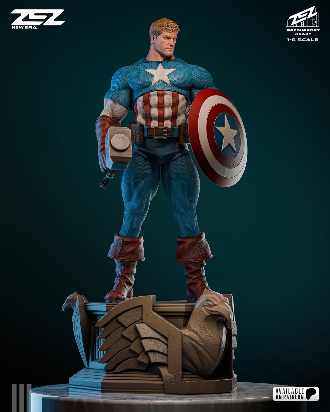 CAPTAIN AMERICA – MUSEUM POSE | Hand-Painted Figure | Magnetized