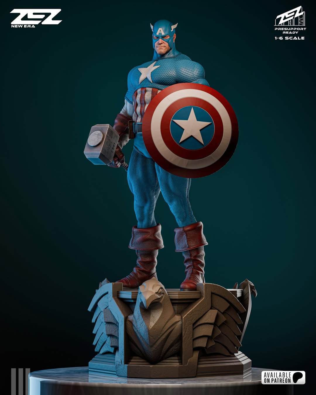 CAPTAIN AMERICA – MUSEUM POSE | Hand-Painted Figure | Magnetized
