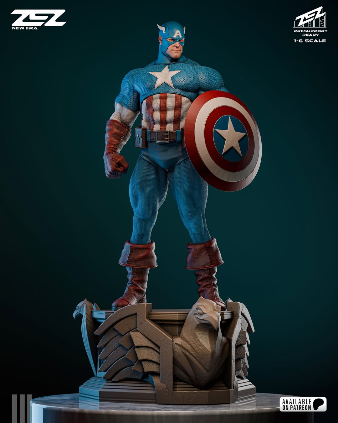 CAPTAIN AMERICA – MUSEUM POSE | Hand-Painted Figure | Magnetized