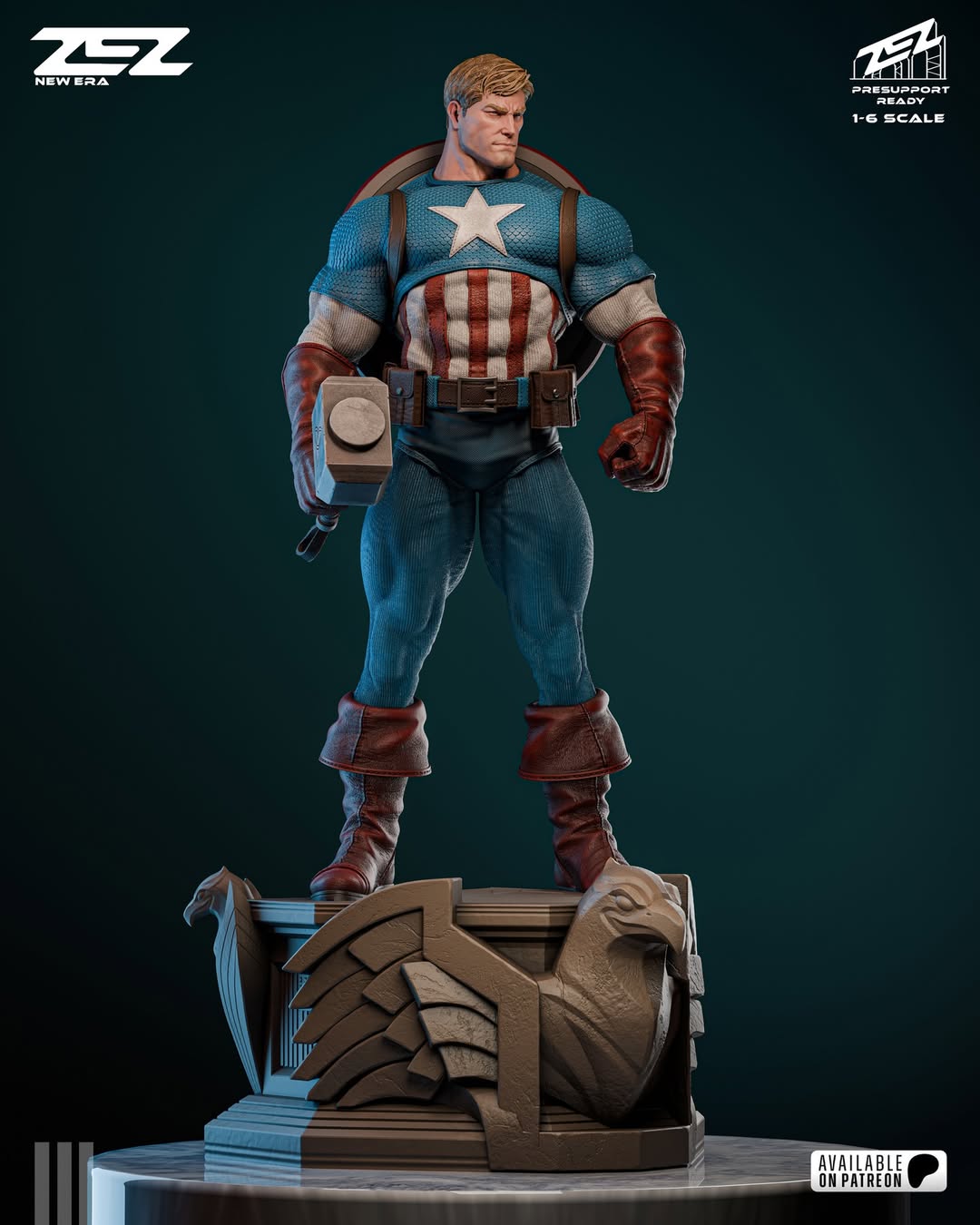 CAPTAIN AMERICA – MUSEUM POSE | Hand-Painted Figure | Magnetized