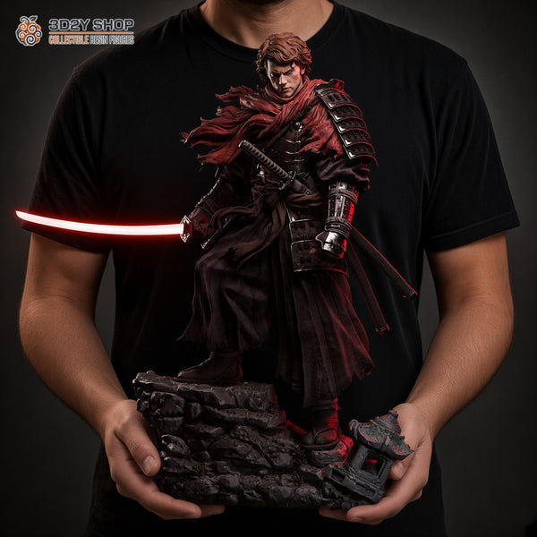 Anakin Ronin Star Wars hand-painted resin statue, 1/4 scale, held in hands to show its size - 3D2Y Shop