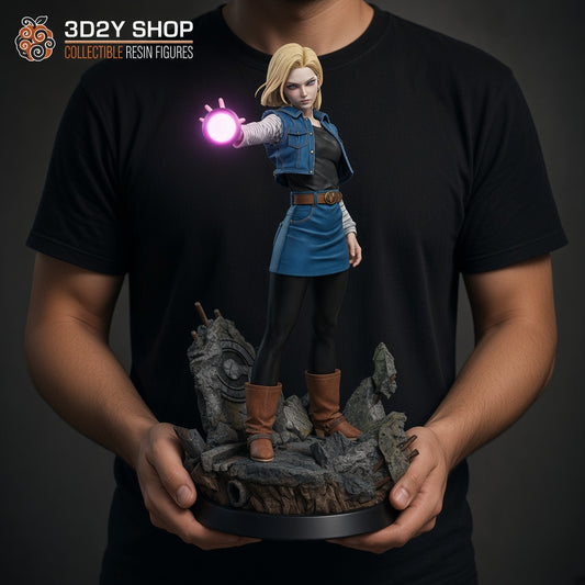 Android 18 Dragon Ball figura pintada a mano escala 1/4 sujetada en mano - 3D2Y Shop