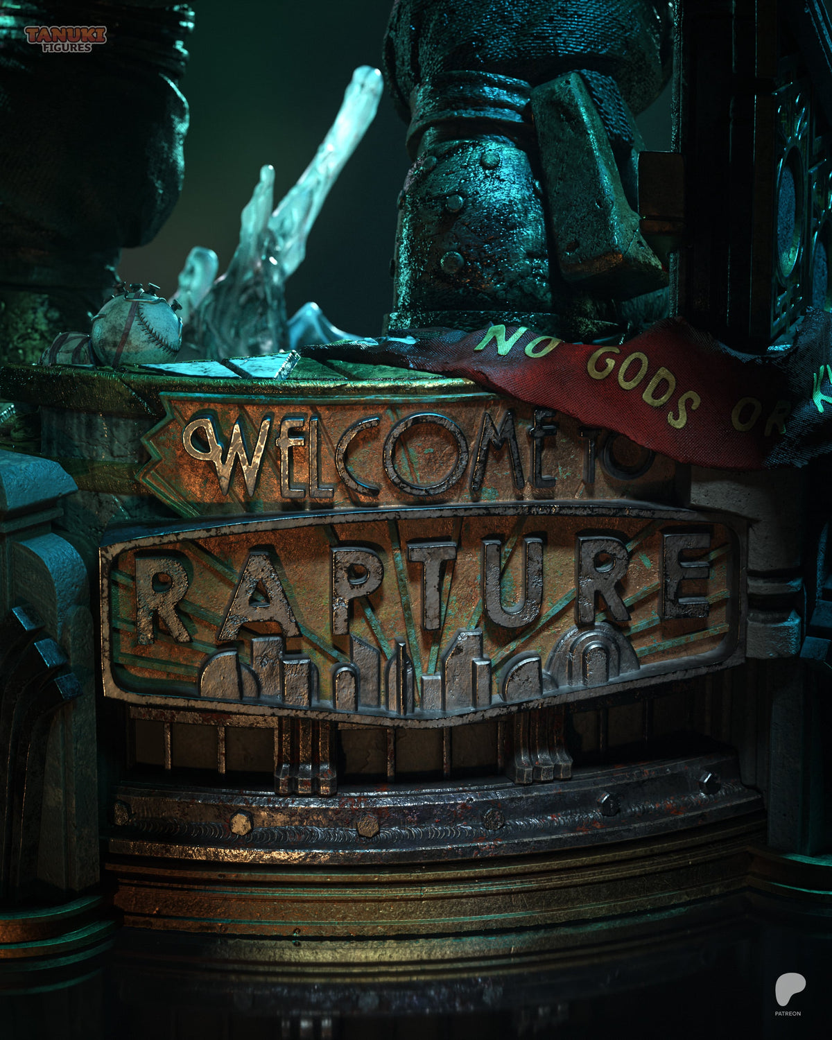 Big Daddy y Little Sister BioShock figura de resina pintada a mano - render 4 - 3D2Y Shop