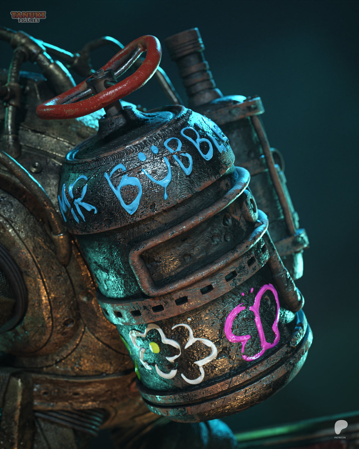Big Daddy y Little Sister BioShock figura de resina pintada a mano - render 6 - 3D2Y Shop