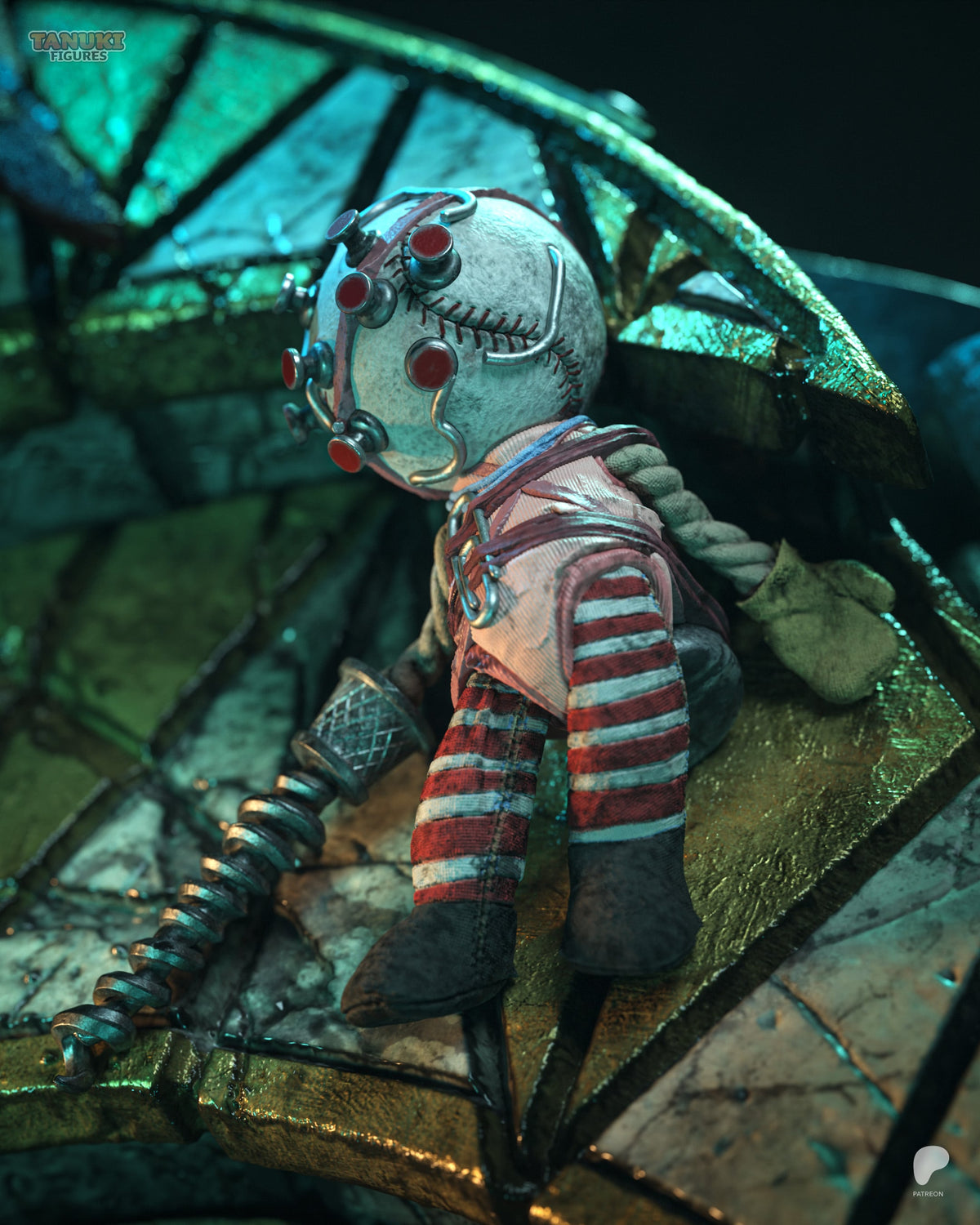 Big Daddy y Little Sister BioShock figura de resina pintada a mano - render 7 - 3D2Y Shop
