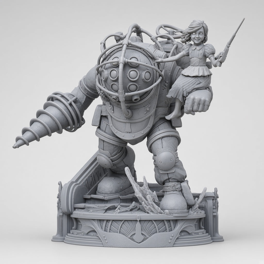 Big Daddy y Little Sister BioShock garage kit sin pintar (resina gris) - 3D2Y Shop