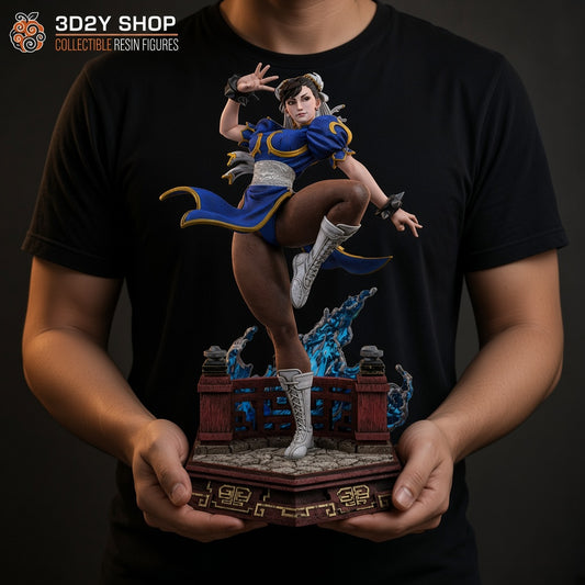 Chun-Li Street Fighter figura pintada a mano escala 1/4 sujetada en mano - 3D2Y Shop