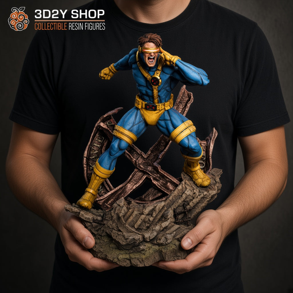 Cyclops X-Men figura pintada a mano escala 1/4 sujetada en mano - 3D2Y Shop