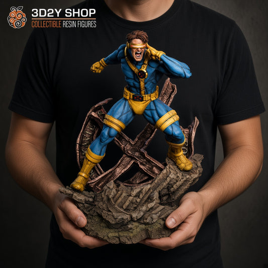 Cyclops X-Men figura pintada a mano escala 1/4 sujetada en mano - 3D2Y Shop