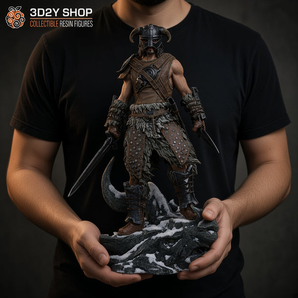 Dovahkiin Skyrim figura pintada a mano escala 1/4 sujetada en mano - 3D2Y Shop