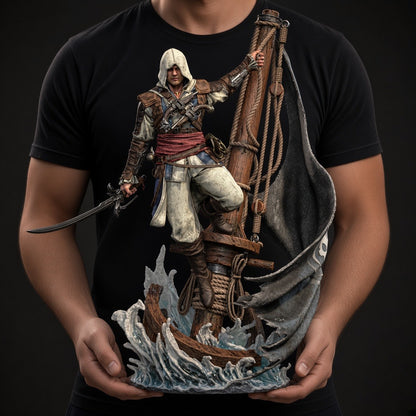 Edward Kenway Assassin's Creed Black Flag hand-painted resin statue, 1/4 scale, held in hands to show its size - 3D2Y Shop