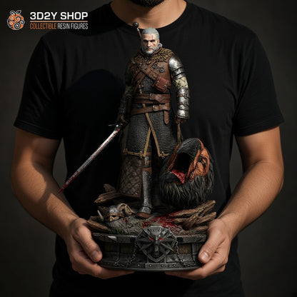 Geralt of Rivia The Witcher 3 figura pintada a mano escala 1/4 sujetada en mano - 3D2Y Shop