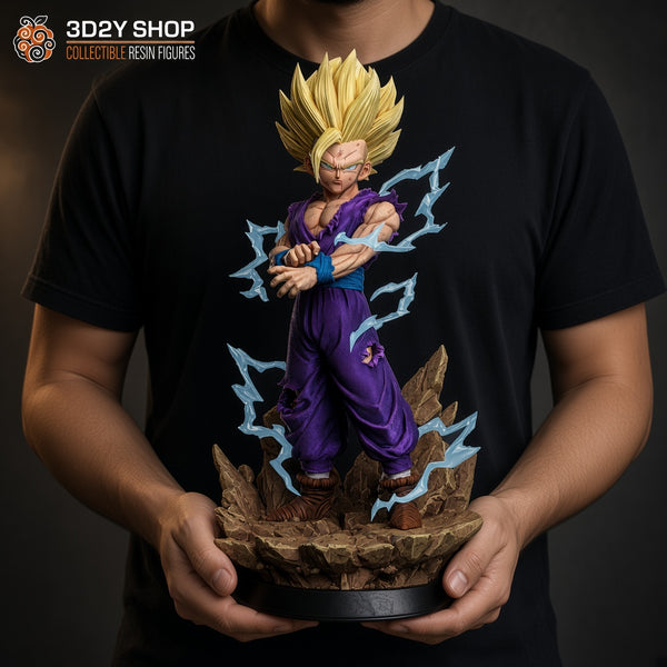 Gohan SSJ2 Dragon Ball figura pintada a mano escala 1/4 sujetada en mano - 3D2Y Shop