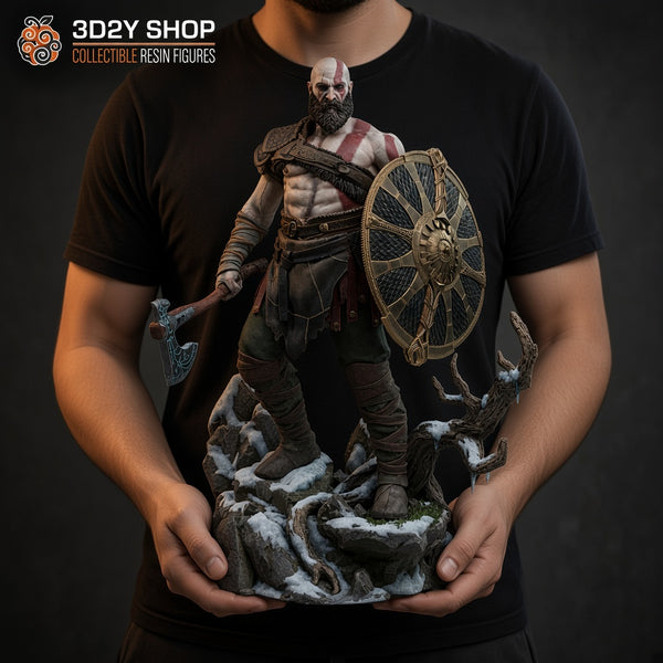 Kratos God of War Ragnarok figura pintada a mano escala 1/4 sujetada en mano - 3D2Y Shop