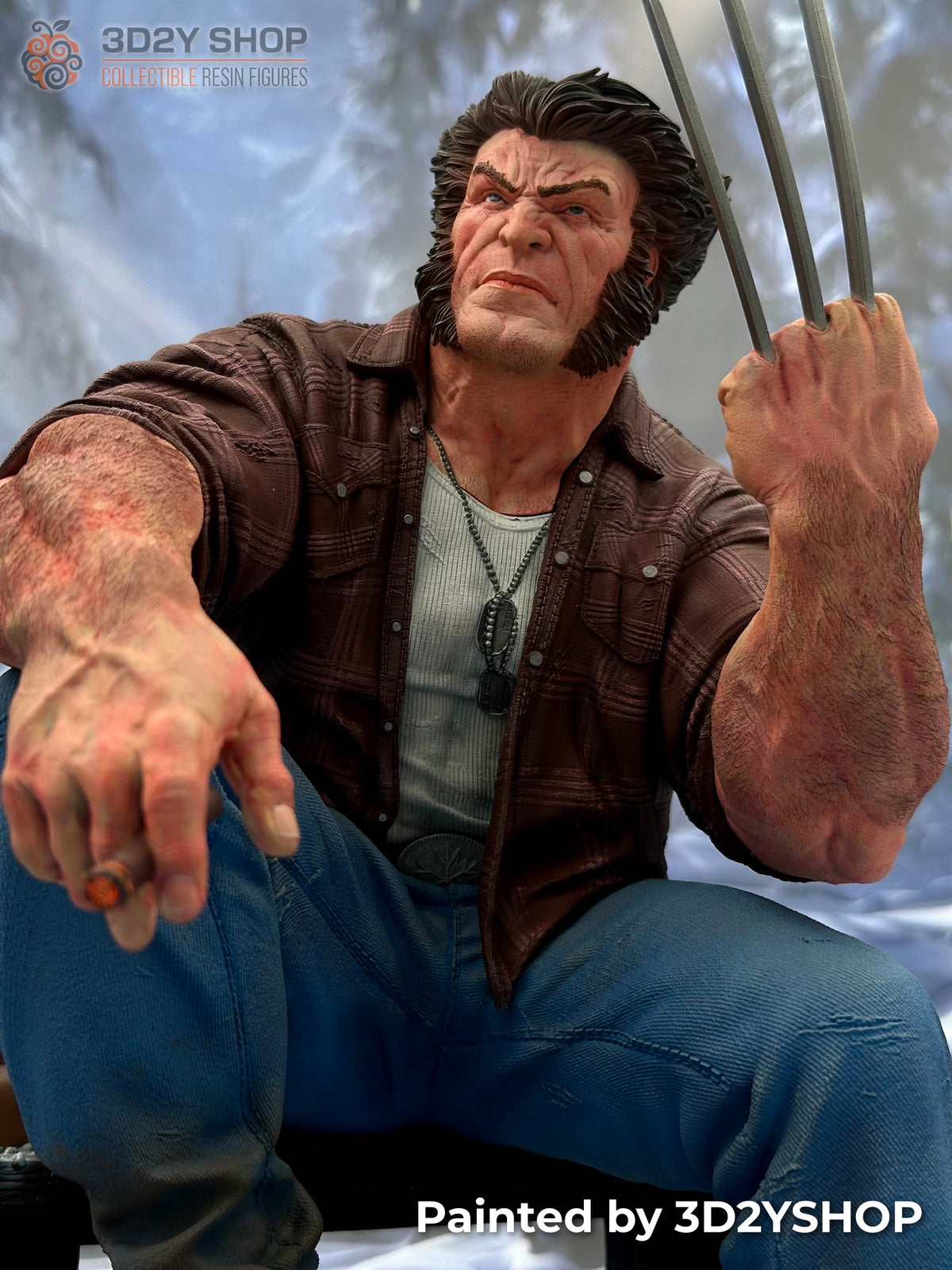 Figura de Logan pintada a mano con las garras de adamantium extendidas – 3D2Y Shop