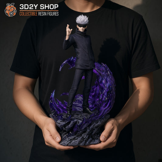 Satoru Gojo Jujutsu Kaisen figura pintada a mano escala 1/4 sujetada en mano - 3D2Y Shop