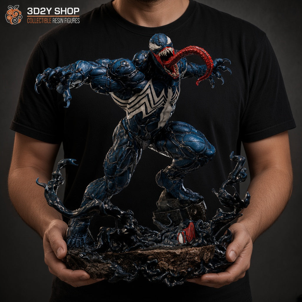 Venom Marvel figura pintada a mano sujetada en mano - 3D2Y Shop