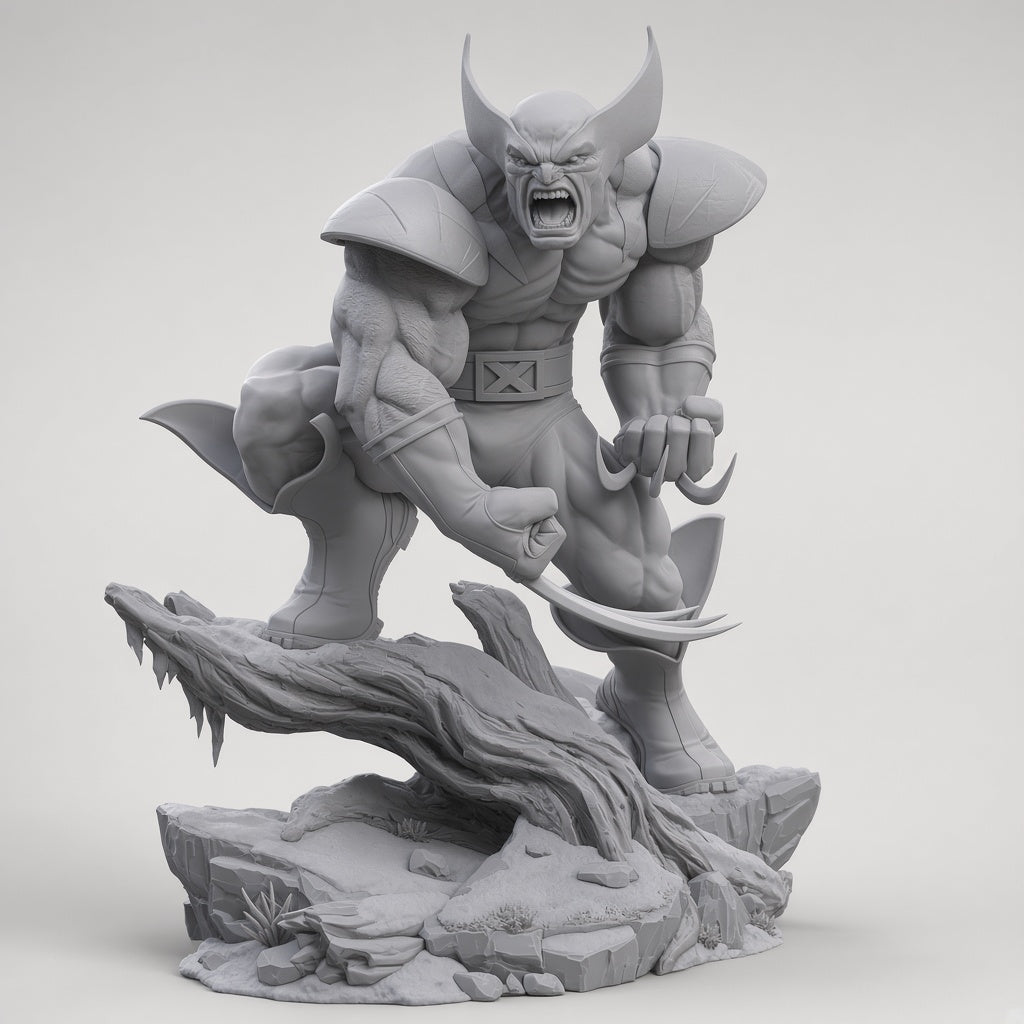 Wolverine X-Men unpainted 1/6 garage kit in grey resin - 3D2Y Shop